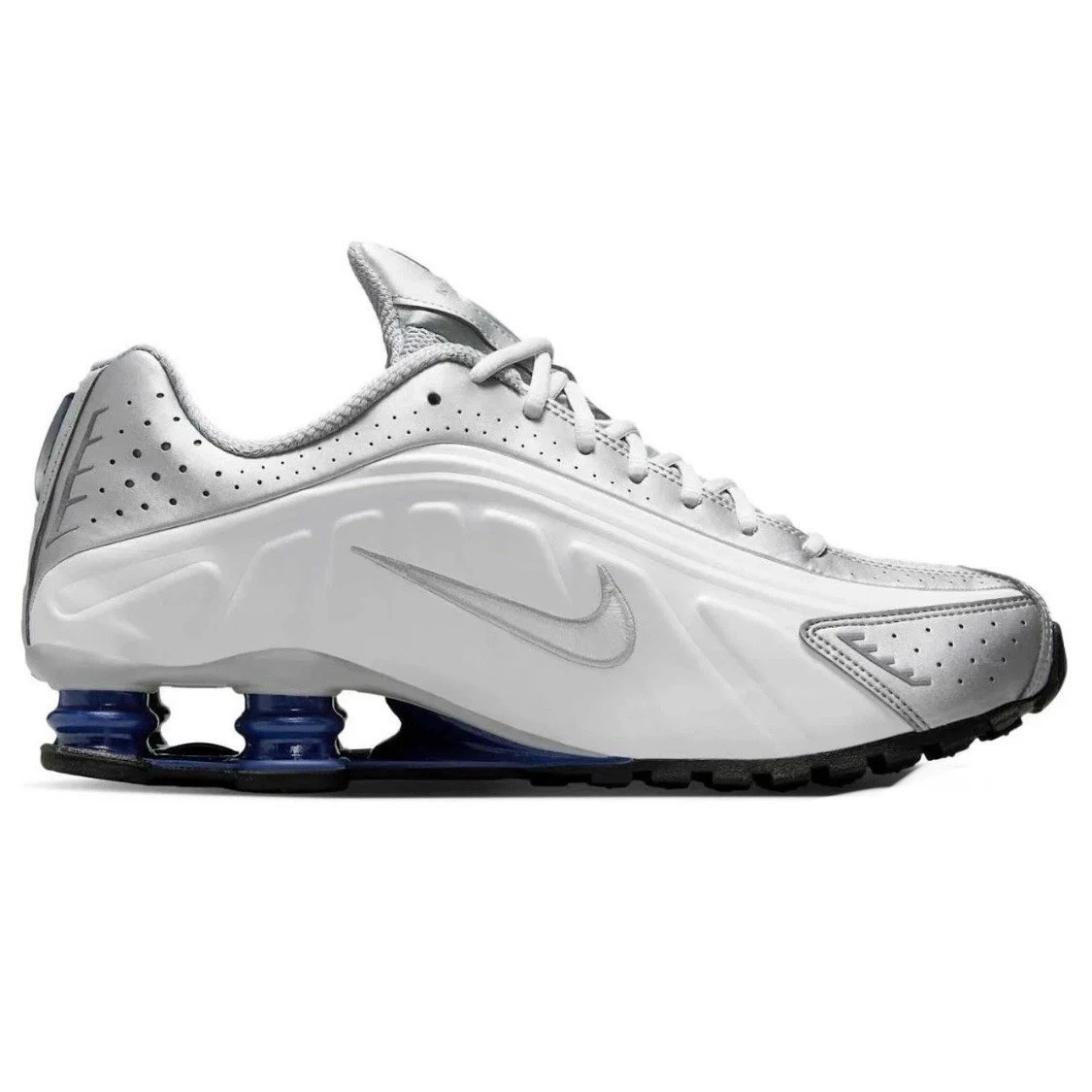 Nike Shox R4 Metallic Silver Deep Royal Blue for Sale