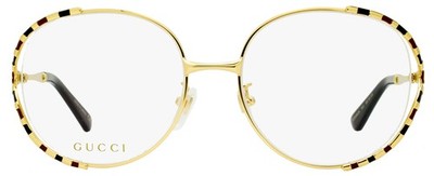 Gucci GG0596OA 003 Eyeglasses Gold 58mm Round Frame Gucci Oval Eyeglasses GG0596OA 003 Gold/Black 58mm 0596  main image 2