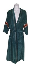 Vintage 80s Jordache Green Orange Leisure Robe With Tie Belt One Size