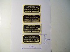 militaria ww2  U.S. signal corps 4  plaques  pour poste radio BC-1000