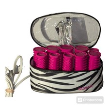 CONAIR Instant Heat Compact Hot Hair Rollers Travel Zebra Styling EXCELLENT COND