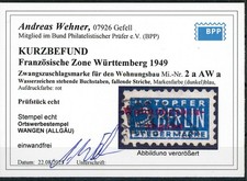 Frz. Zone Wohnungsbau: Mi.Nr.2aAWa gestempelt, Kurzbefund Wehner BPP. Mi: 100,-