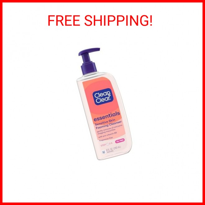 Clean & Clear Essentials Foaming Facial Cleanser, Oil-Free Daily Face Wash 8 oz