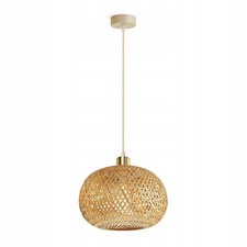 Luxolar LED Verstellbar Pendelleuchte E27 Rattan Boho Beige/Grau Hängelampe