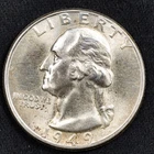 1949-D Washington Silver Quarter BU Uncirculated - Toned Reverse