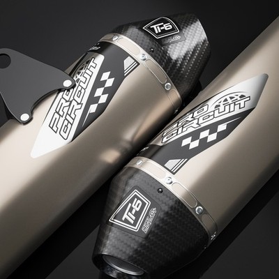 Pro Circuit Exhaust Ti-6 T-6 Decals  (Chrome/Black)  2 PACK