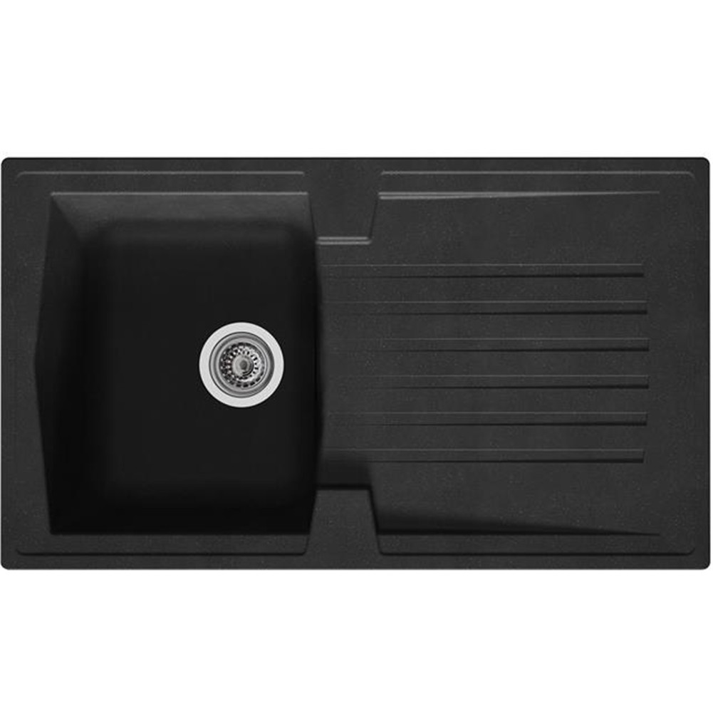 Liquida AR10BL 1 Bowl Composite Reversible Inset Black Kitchen Sink 860x500mm