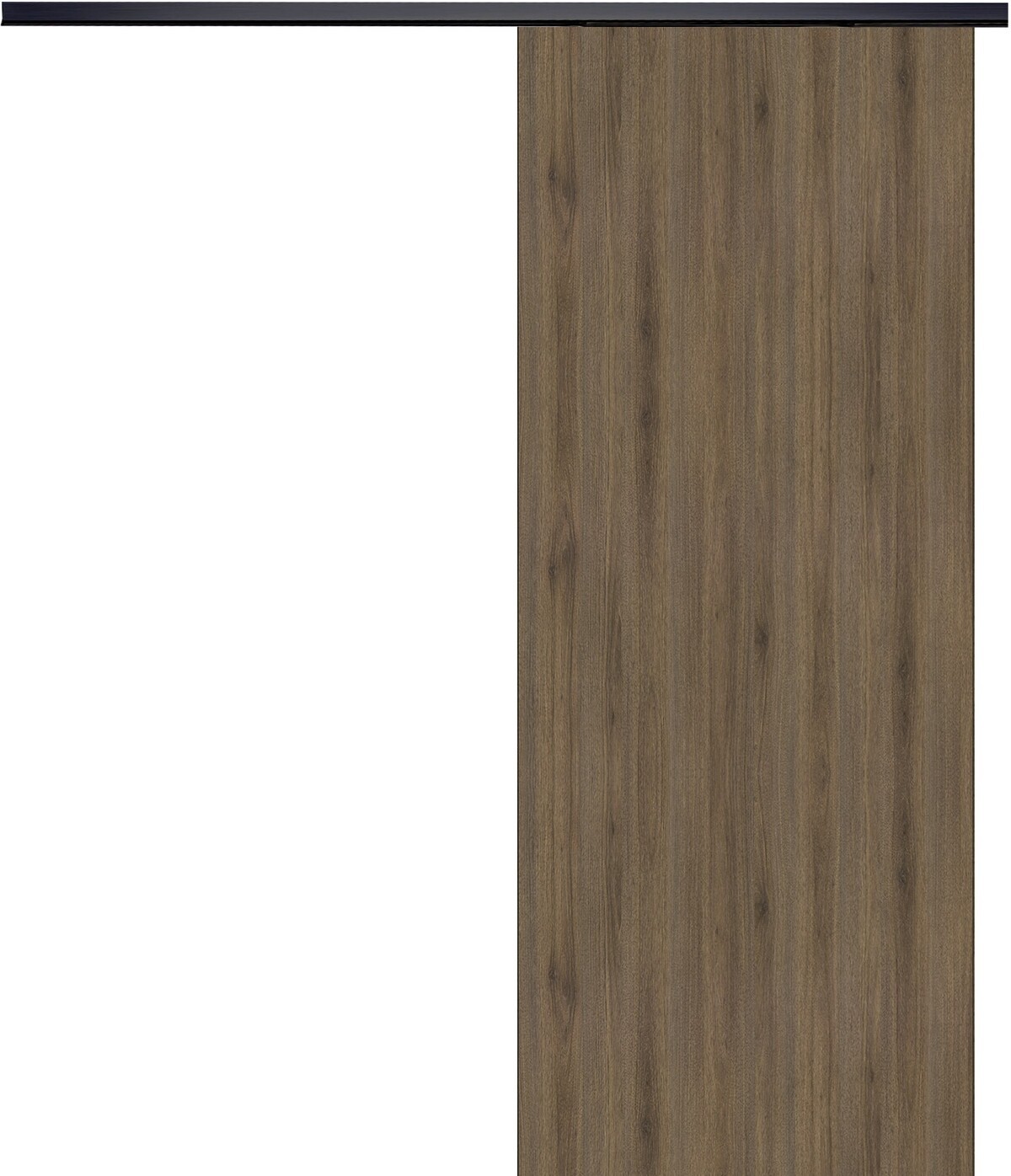 Porte coulissante Urban Walnut H204 x L73 cm avec rail alu noir