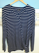 s´questo  Shirt  Gr.  XL , 42    Langarmshirt - Streifenpulli Blau / Weiß