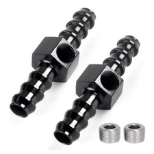 3/8" Barb Inline Fuel Pressure Gauge Fitting Adapter with 1/8 NPT Port Plug Kit
