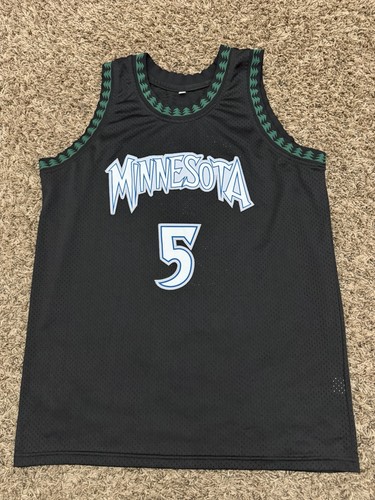 Unbranded Minnesota Timberwolves Retro Black Jersey Anthony Edwards #5 Sz Large