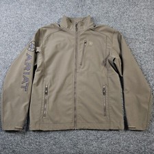 Ariat Logo 2.0 Softshell Jacket Mens Medium Brown Stretch Wind Water Resistant