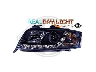 Designscheinwerfer Set Für Audi A6 Daylight Scheinwerfer Klarglas/Schwarz 2001-2