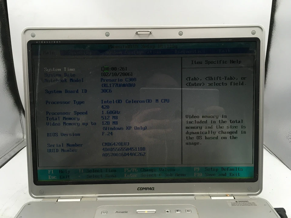 HP COMPAQ PRESARIO C300 - BOOTS TO BIOS - INTEL CELERON M - 512MB RAM - READ -BB - Image 2 of 4