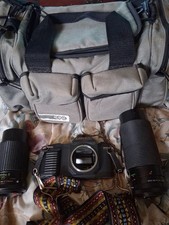 Canon T50 Film Camera with 50mm 70-210mm Lenses and Bag Loose Battery Door