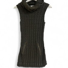 Mine Boutique Brown Textural Knit Cowl Tunic Sweater Dress