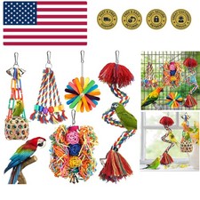 Bird Toys Rope Perch with Bell Colorful Bird Chewing Shredding Foraging Toys ...