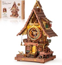 ROBOTIME 3D Wooden Puzzles for Adults-Cuckoo Clock Wooden Models for Adults to B