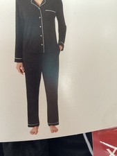 Member's Mark Women's Super Soft Drawstring Notch Collar Pajama Set Black Sz XL