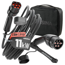 Produktbild - ABSINA Typ 2 Ladekabel 11kW 16A 7,5 Meter 3-phasig Mode 3 für E-Auto