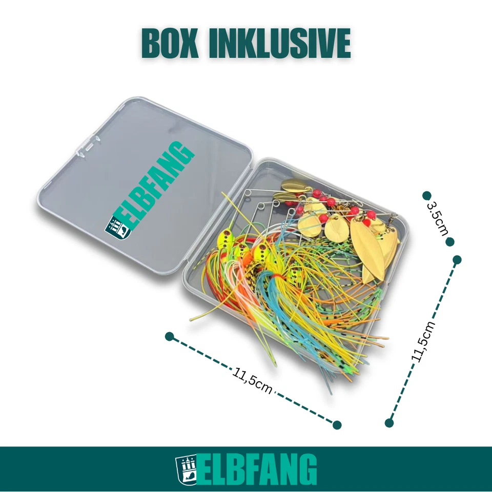 ✅Spinnerbait Set 5 Stück mit Box – Kunstköder Raubfisch Hecht Barsch Zander - Bild 3 von 4