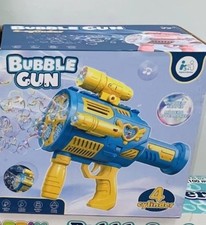 Blue Bubble Machine Gun - Rechargeable Bazooka Bubble Gun for Kids New