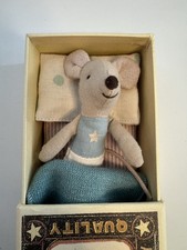 New Retired HTF Maileg Little Brother mouse With Star On Chest Blue