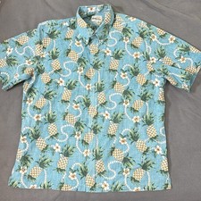 Reyn Spooner Reverse Print Pineapple Hawaiian Button Down Shirt Mens XL