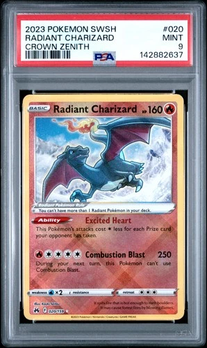 2023 POKEMON SWORD & SHIELD CROWN ZENITH #020 RADIANT CHARIZARD PSA 9