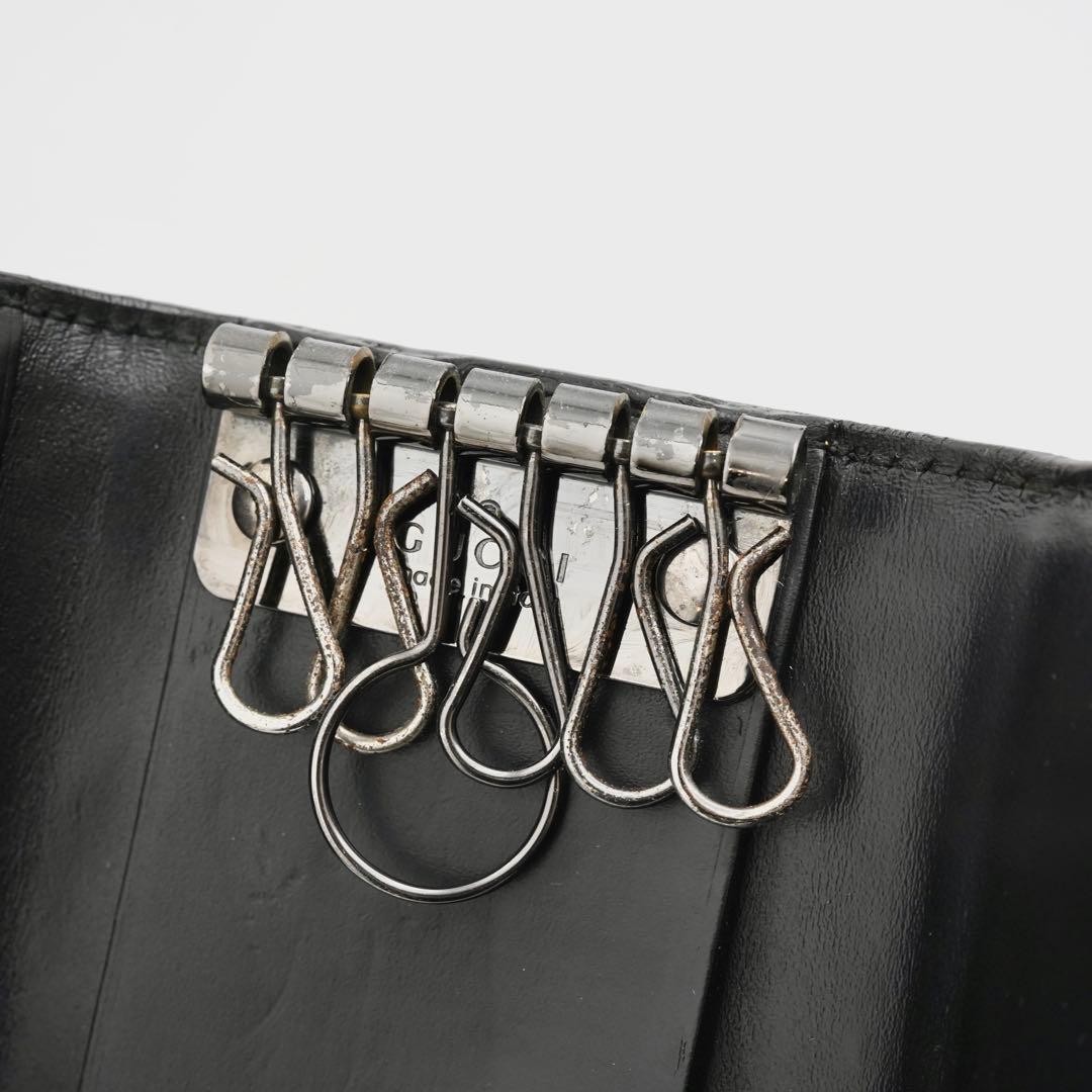 Gucci Interlocking GG Key Case 6 Ring Leather Bla… - image 6