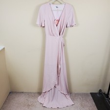 Show Me Your Mumu Sophia Wrap Dress in Dusty Blush Crisp Women's Size M