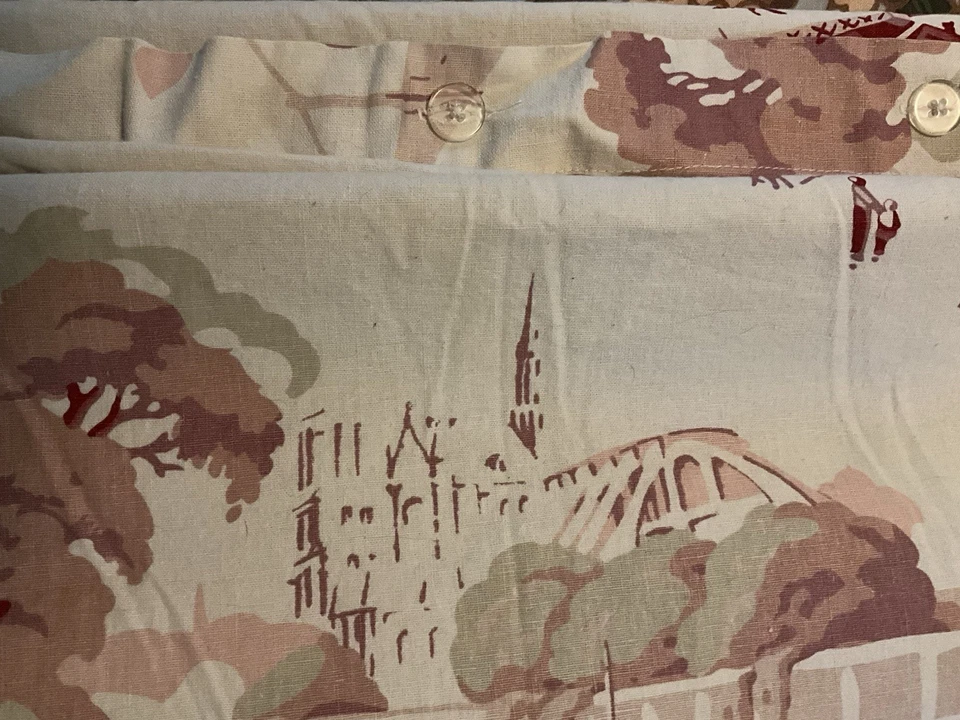 Pottery Barn Bateau Asian Toile Duvet Cover Pink Queen 1 Std Sham Blush Linen - Image 2 of 4