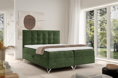 Boxspringbett Schlafzimmerbett CANDELA PREMIUM 200x200cm Stoff Coral Grün