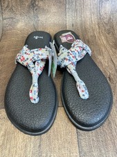 Sanuk Yoga Sling 2 Prints Women's Sandals Blue /Red/White Koa Tribal Size 9