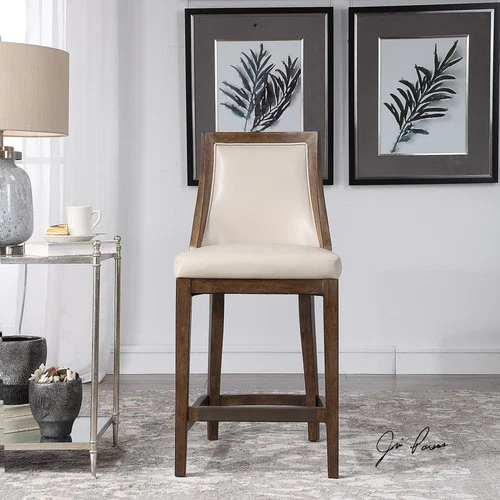 Uttermost 23501 Purcell 19"W Leather Counter Stool - Cappuccino Pebbled Leather - Picture 5 of 5