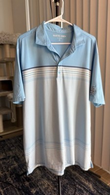 Matte Grey Golf Shirt XL Blue Whistling Straits Striped Performance Polo