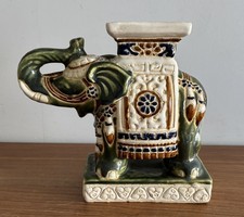 Vintage Elephant Plant Stand 20cm Ceramic Jardiniere Oriental