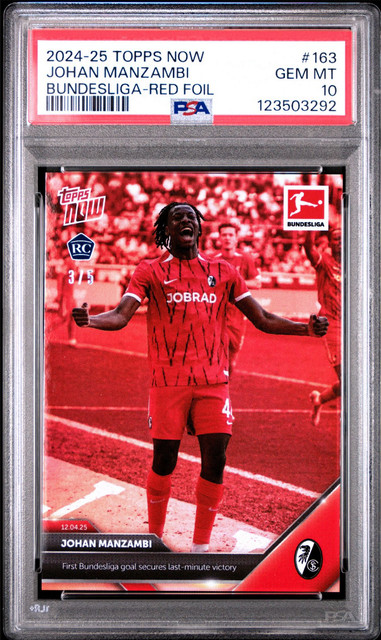 2024 Topps Now Bundesliga Johan Manzambi Freiberg Red Foil #/5 ROOKIE PSA 10