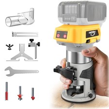 Cordless Compact Router for Dewalt 20V Battery (Tool Only), 6 Speed 30000RPM