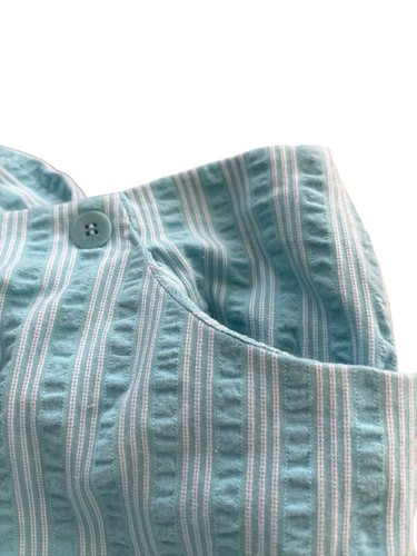 Talbots Seersucker Pastel Aqua Blue Capri Pants Size 12 Stretch Pockets USA - Picture 5 of 8