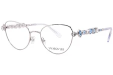 Swarovski SK1024 401A Eyeglasses Frame Women's Silver Full Rim Cat Eye 51mm
