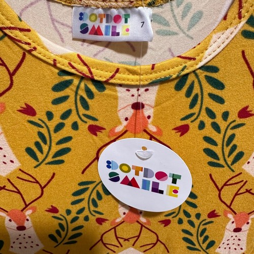 Dot Dot Smile Big Girls Size 7 Gold Yellow Deer Print Cap Sleeve Twirl Dress NWT - Picture 5 of 6