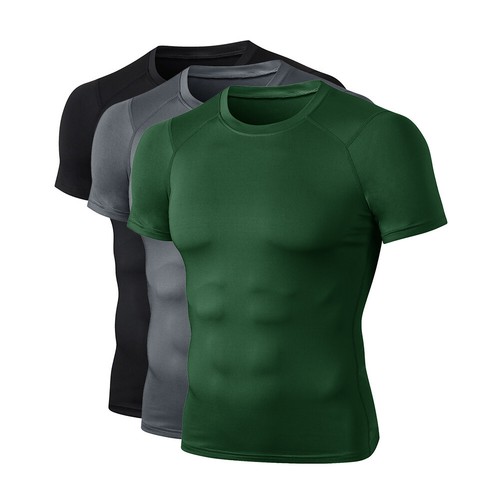 Men Compression Short-Sleeve Sports Running Shirt Tops Fitness Quick Dry T-shirt - Picture 4 of 18