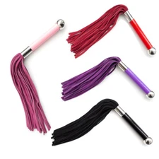 NEW Genuine Real Leather Whip cowhide Flogger Handle Tassels
