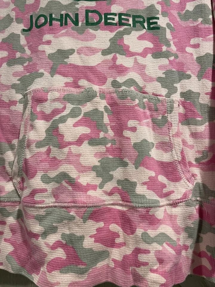 John Deere Girls Size XL - Long Sleeve Pink Camo Pullover w/Hood & Front Pocket! - Image 3 of 4