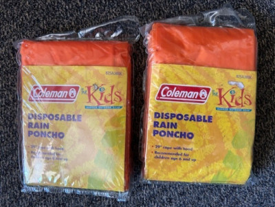 Set of 2 Coleman for Kids Disposable Rain Poncho 29'' Cape w/Hood #825A360K (59)