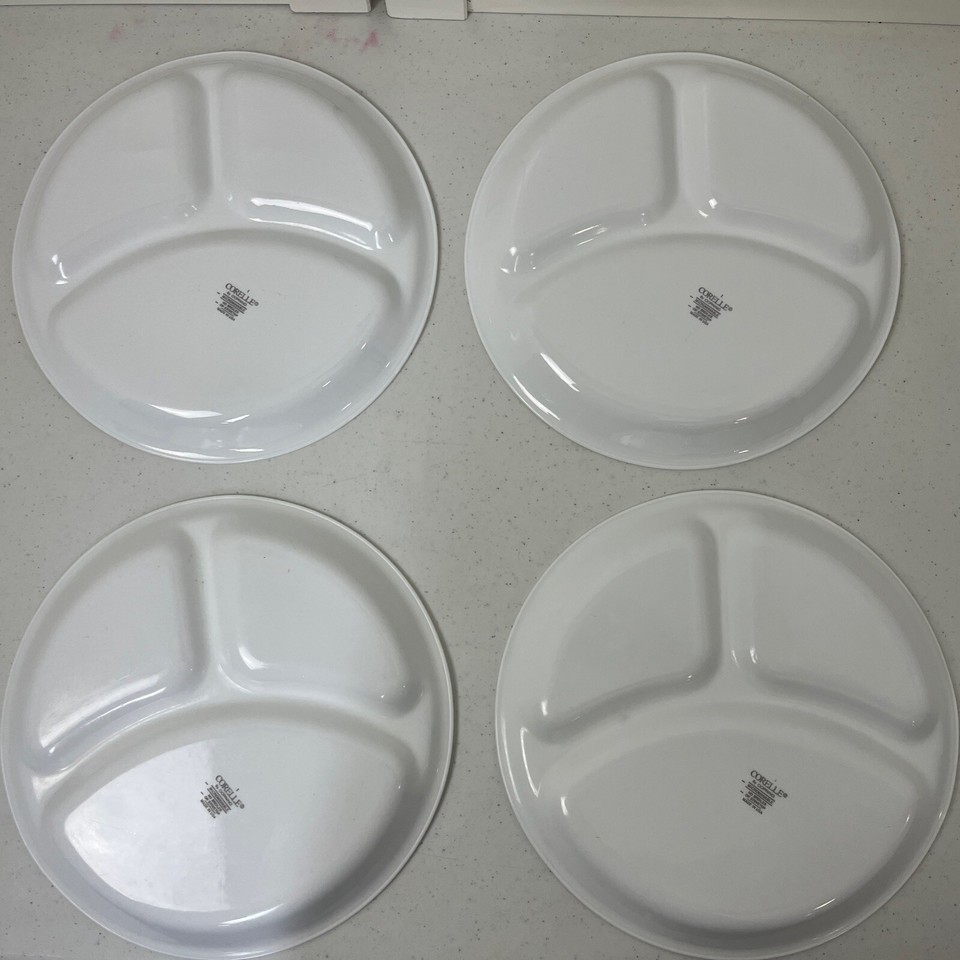 Corelle Winter Frost White Divided 3 Compartment 10.25" Dinner Plates