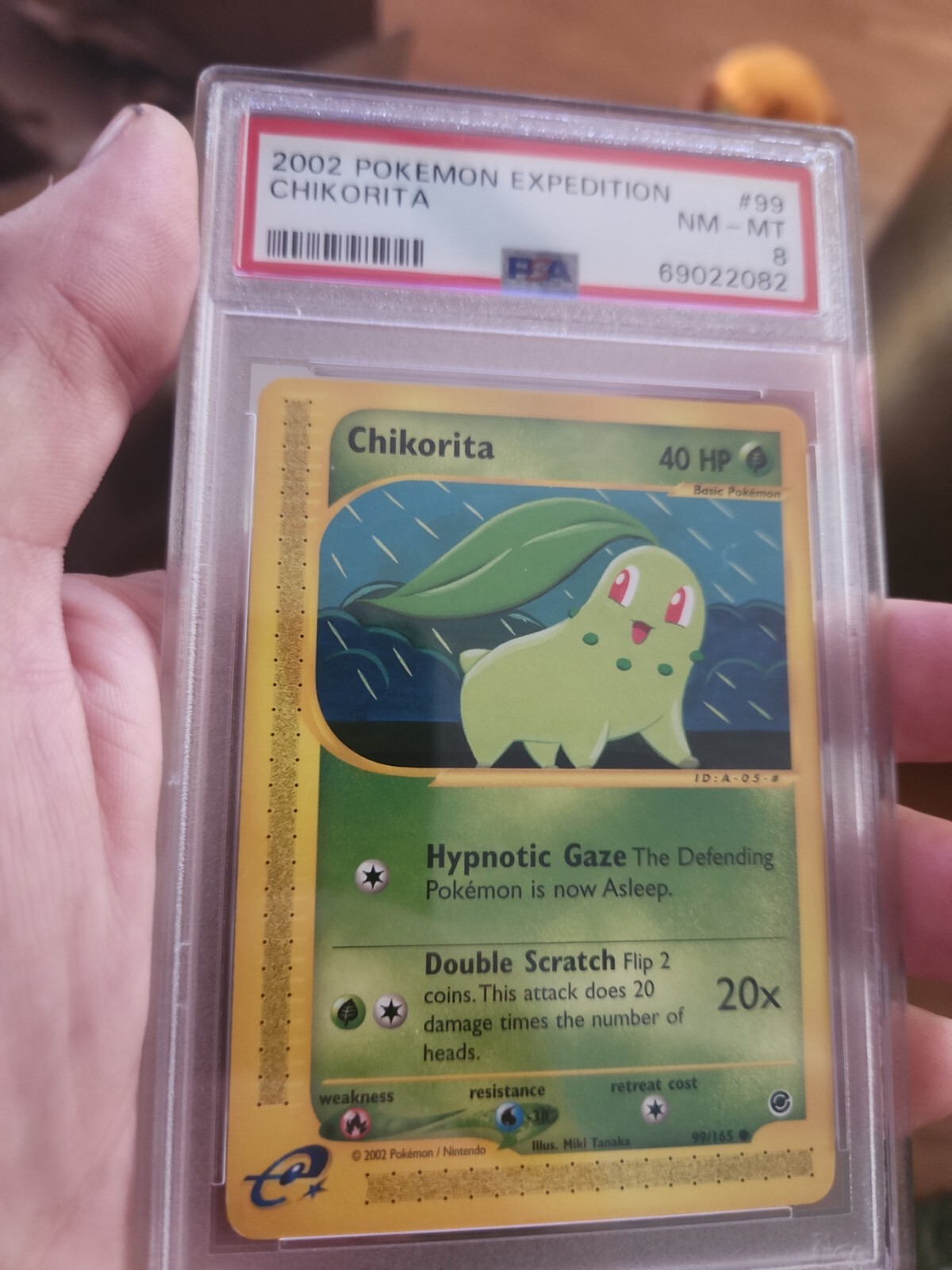 2002 Pokemon Expedition Chikorita 99/165 PSA 8 NM WOTC Vintage eReader