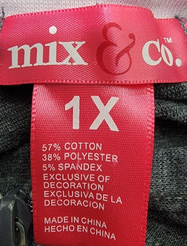 Mix & Co Womens Jacket Coat Size 1X Gray Pink Track - Image 2 of 4
