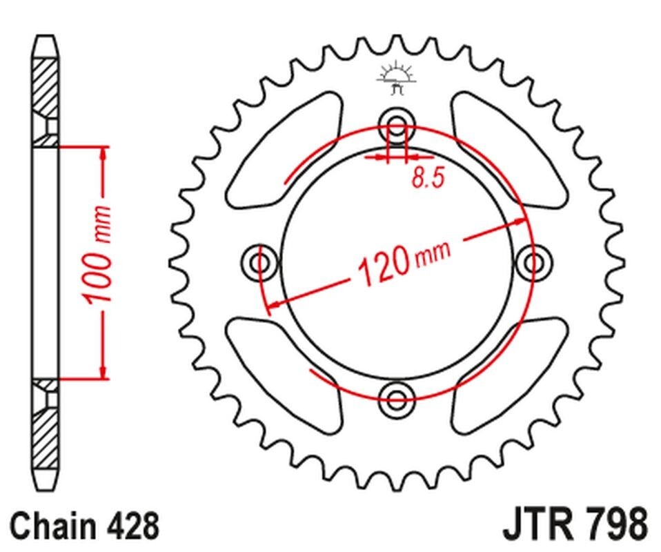 Pignon arrière JT 798 54 contre l'usure de chaîne pour Yamaha YZ 85